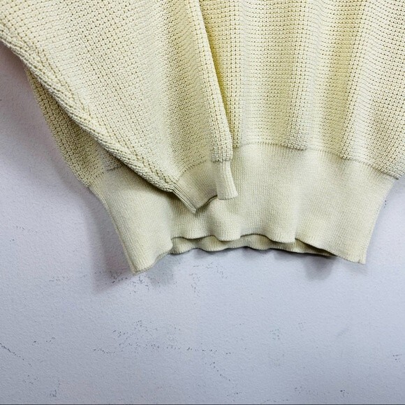 ARITZIA Wilfred Livvie Yellow Crewneck Sweater XS Waffle Knit Drop Shoulder - Picture 9 of 10